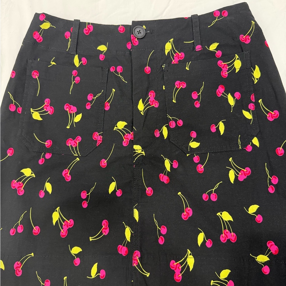 Maeve Black Skirt with Pink and Green Cherry Print